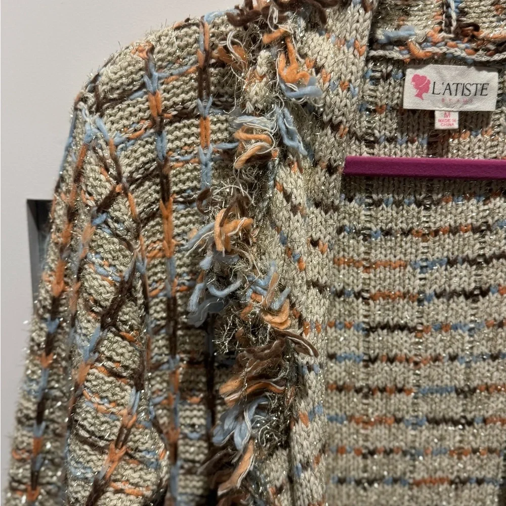 L'ATISTE Multicolor Textured Cardigan - Picture 1 of 7